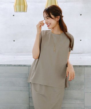 Tiaclasse 【洗える】フレンチスリーブカノコトップス ベージュ