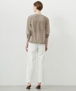 ICB 【接触冷感・速乾・洗える】 リヨセルナイロンワッシャー ノーカラーブルゾン クリームブラウン系