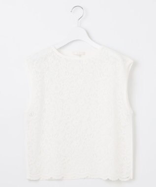 自由区 【洗える】クレープストレッチレースコンビ ニット オフ