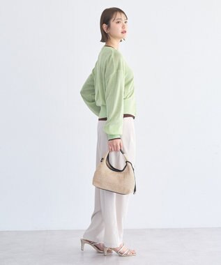 earth music&ecology ボタンアソートクルーネックカーディガン Green
