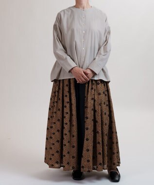 muuc コットンローン長袖ブラウス グレーベージュ