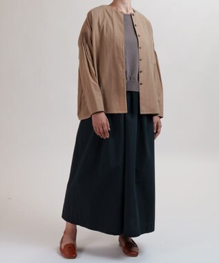 muuc コットンローン長袖ブラウス ブラウン