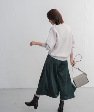 ANY 【洗濯機可】エステルベロア ガウチョパンツ グリーン系