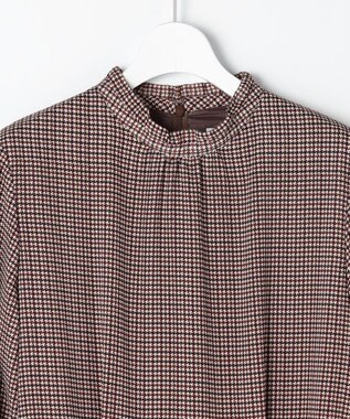 J.PRESS LADIES L デシンハウンドトゥースプリント ワンピース ブラウン系