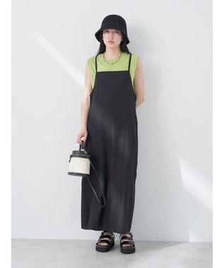 earth music&ecology リサイクルポリエステルブレンドキャミワンピース Black