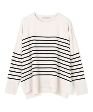 UNFILO L 【洗える/抗菌防臭】マイビューティー クロップド丈ニット アイボリー×ブラック