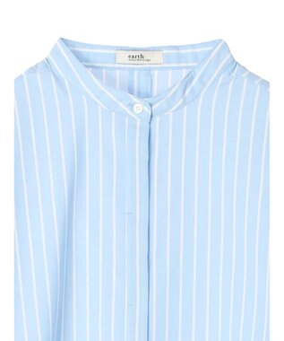 earth music&ecology バンドカラーストライプシャツ Sax