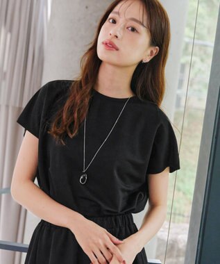 Tiaclasse 【洗える】フレンチスリーブカノコトップス ブラック