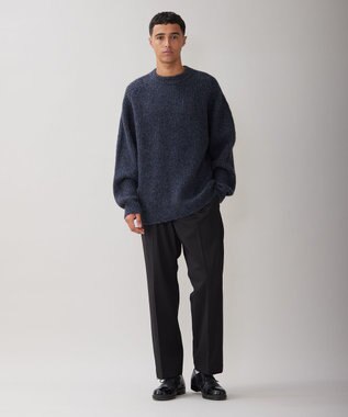 UNFILO MENS ヘアリー クルーネックニット チャコール