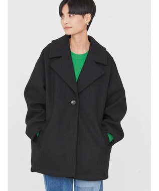 AMERICAN HOLIC 中空ＦＩＢＥＲコクーンミディコート Black