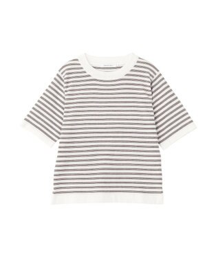 AMERICAN HOLIC ボーダーハーフスリーブニットプルオーバー Ivory