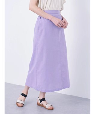 Green Parks 綿麻混台形マキシスカート Lavender