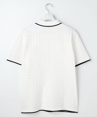 23区GOLF 【MEN】フラッグジャガードニットポロシャツ ストレッチ 半袖 ホワイト系