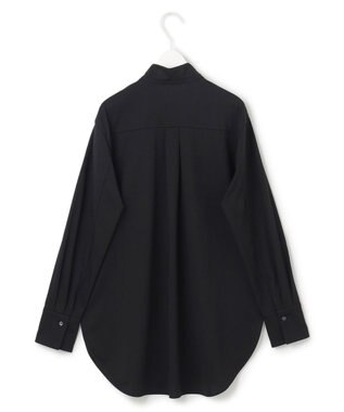 ICB L 【洗える】 ブラウスライクジャージー ロングシャツ ブラック系