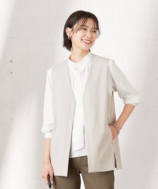 J.PRESS LADIES 【洗える】Hari-Puru jersey ジレ ライトグレー系
