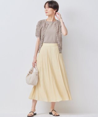 組曲 【WEB限定カラーあり】コットンポリエステル 編み柄カーディガン トープ系