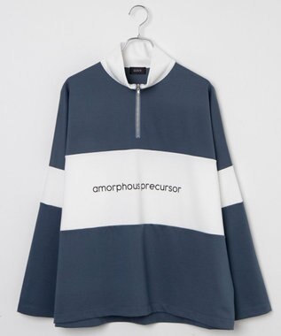 WEGO ドルマンポンチハーフジップロンT ブルー