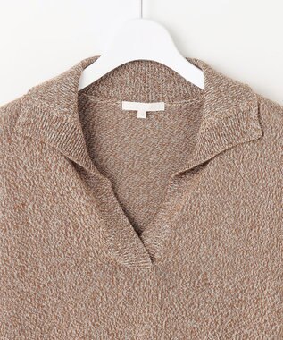 自由区 S ペーパーウールコットン襟付き ニット キャメル系
