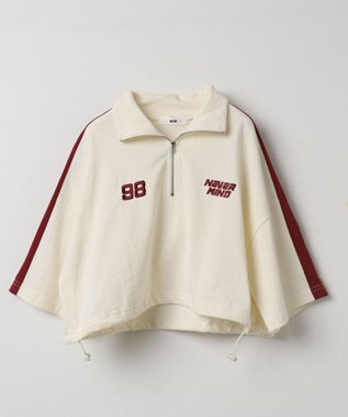 WEGO 刺繍ハーフジップT ホワイトアイボリー