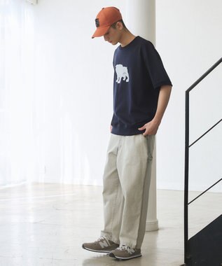J.PRESS YORK STREET 【UNISEX】ブルドックプリントリブ Tシャツ ネイビー系