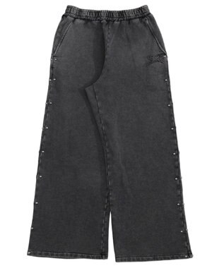 WEGO 【ユニセックス着用ITEM】ブリーチスタッズロゴスウェットパンツ スミクロ