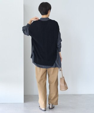 AMERICAN HOLIC ＳＥＴ　イージーケアギャザーシャツ＋ニットベスト Black