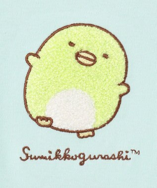 ANY KIDS 【すみっコぐらし】サガラ刺繍 長袖 Tシャツ エメラルドグリーン×ぺんぎん？