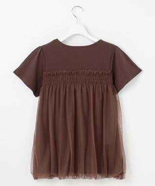 Feroux 【汗ジミが目立たない・洗える】バルーンチュール Tシャツ ダークブラウン系