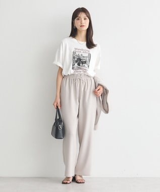 earth music&ecology リラックスワイドパンツ Gray Beige