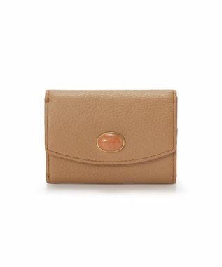 TOPKAPI 【TOPKAPI】gemdrops ジェムドロップ ミニエンボスレザー 天然石 三つ折り 財布 キャメル