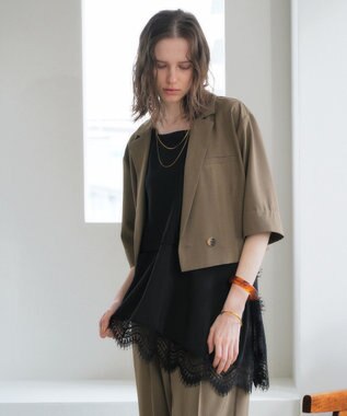 YECCA VECCA ハーフスリーブクロップドジャケット