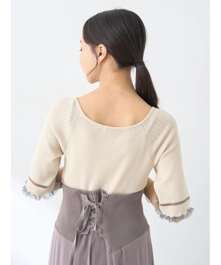 earth music&ecology ポイントシアーフリルニットプルオーバー Ivory