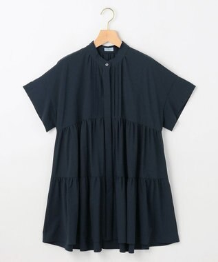 組曲 S スーパーライトストレッチティアード ブラウス ネイビー系