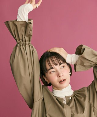#Newans 【洗濯機可】フルギャザーブラウス カーキ