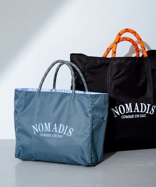 23区 【23区別注/WEB&一部店舗限定】NOMADIS SAC ストライプ ロゴ トートバッグ ブルーグレー系