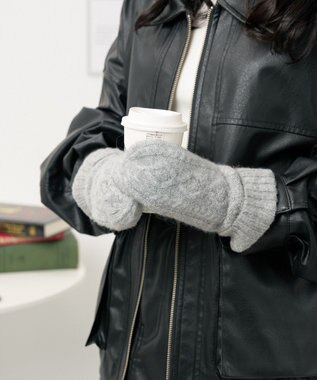 WEGO 【手袋】ケーブルミトングローブ グレー