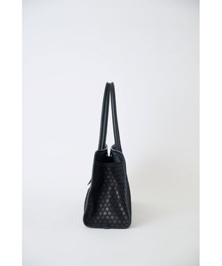 MIYABIYA 【撥水加工】篭目柄エンボスボンディングラウンドトート ブラック