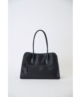 MIYABIYA 【撥水加工】篭目柄エンボスボンディングラウンドトート ブラック