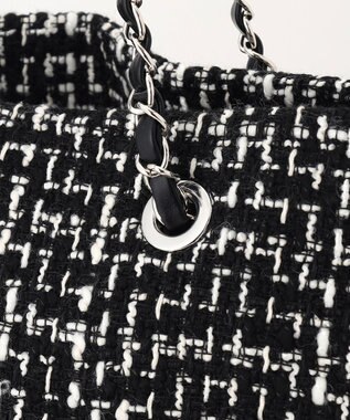 ICB フリンジツイードトート オフホワイト×ブラック系