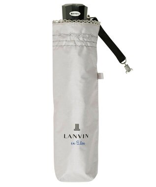 MOONBAT 【遮光率100％/遮熱/UV】LANVIN en Bleu (ランバン オン ブルー)晴雨兼用日傘 ピコレース シルバーラメ刺繍 折りたたみ傘 簡単開閉 キャメル