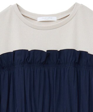 Green Parks ラメリブペプラムドッキングワンピース Beige