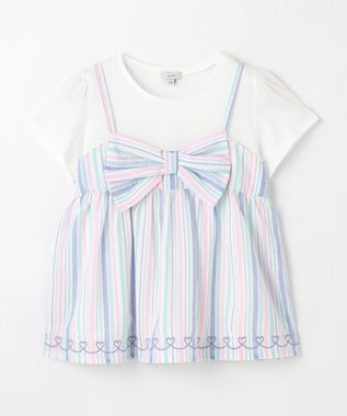 ANY KIDS キャミソール ドッキングTシャツ マルチストライプ