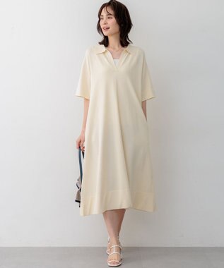 組曲 クリアストレッチスキッパーニット ワンピース アイボリー系