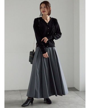 Te chichi フリルVネックカーディガン ブラック