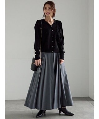 Te chichi フリルVネックカーディガン ブラック