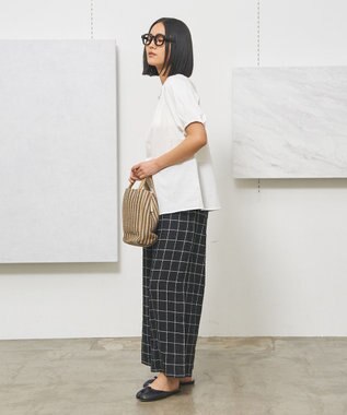 J.PRESS YORK STREET 【WOMEN】リネンライクリラックス ワイドパンツ ブラック系3