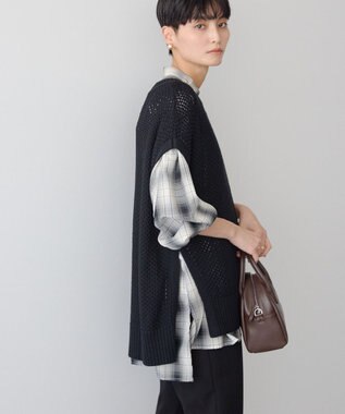 AMERICAN HOLIC ＳＥＴ　イージーケアギャザーシャツ＋ニットベスト Check