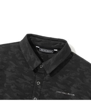 ZERO HALLIBURTON カモフラージュ柄 ジャガードポロロングシャツ ZHG-A4A 2b 82853 ゴルフウェア ブラック