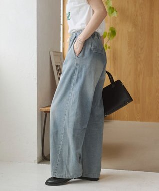 WEGO 【ANGIE VINTAGE】デニムイージーパンツ サックス
