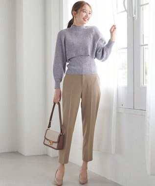 ANY SIS 【保温性あり/洗える】サーモ 2WAYストレッチ テーパード パンツ キャメル